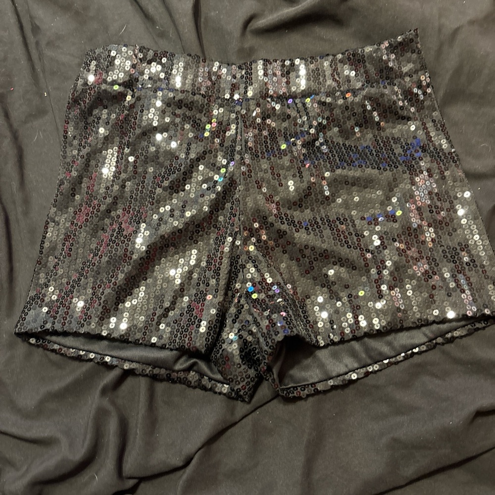 Black Sequin Mini Shorts